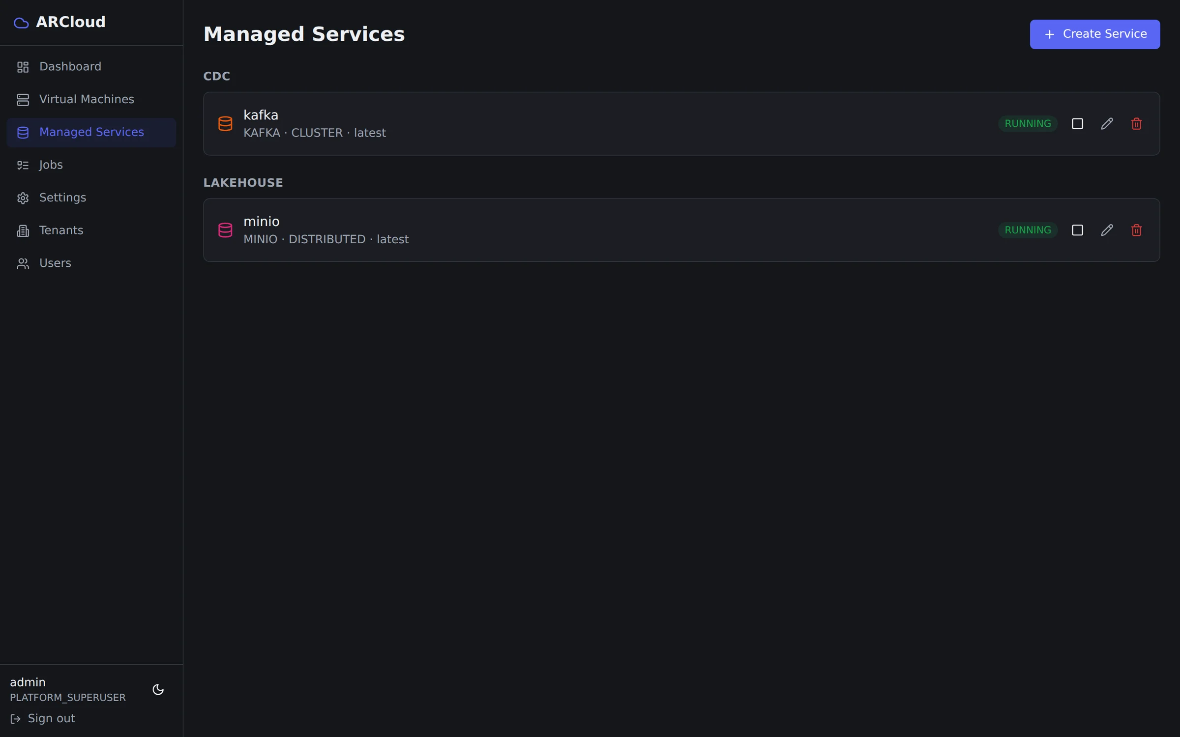 ARCloud — managed services